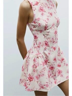 Zara Floral Poplin Playsuit Dress